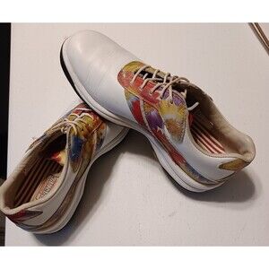 FOOTJOY Womens Size 6.5 White Floral Leather Lace-Up Contour Series Golf Shoes